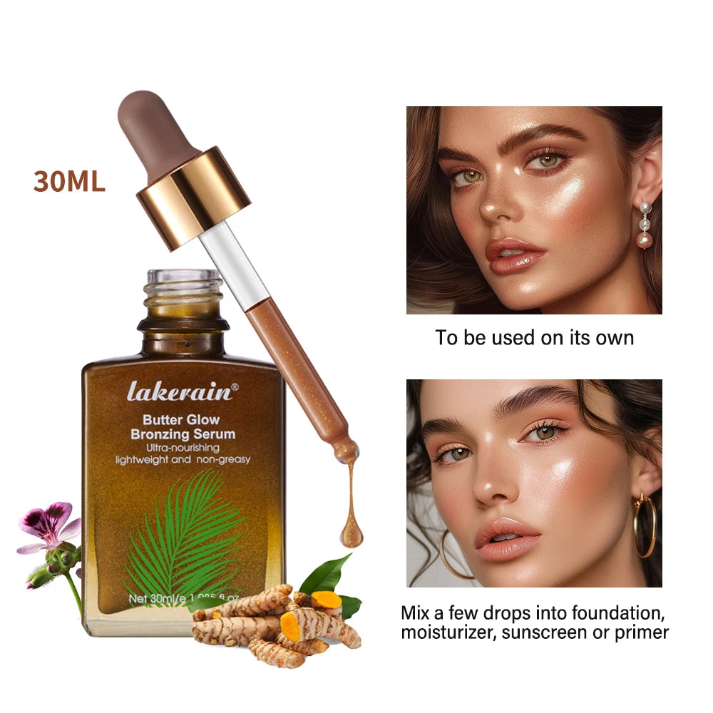 Butter Glow Bronzing Serum Innovative Nourishing Skincare Bronzing Drops for Radiant Natural Sunkissed Complexion Sunkissed Glow